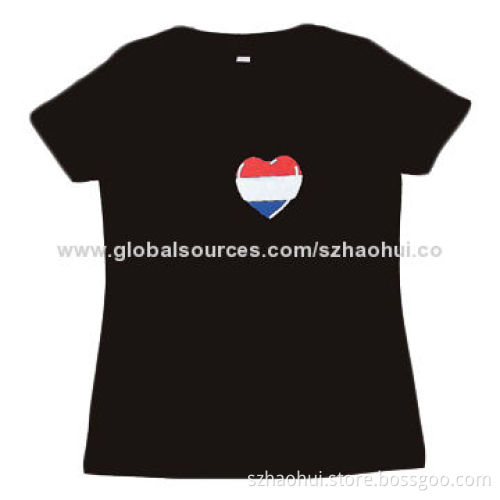 Women's 100% cotton round neck custom printed T-shirt, OEM orders are welcome